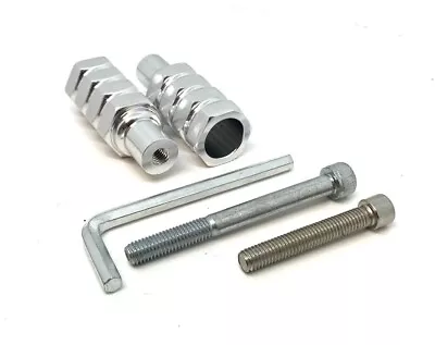 £5.99 • Buy Stunt Scooter Threaded Stunt Pegs Front Rear Silver Inc Axle Bolts & Allen Key