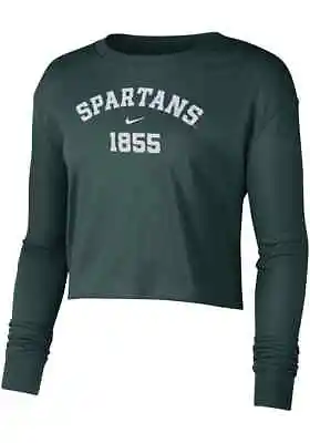 Michigan State Official Nike Crop Tee Women's Spartans Long Sleeve Green XS-2XL • $14.99