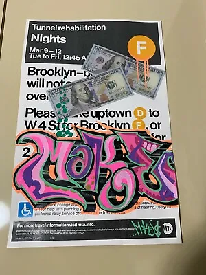 REAL MTA SUBWAY MAP SIGN  Painted In Graffiti!  Authentic NYC By MAKE$ 11' X 17' • $139.99