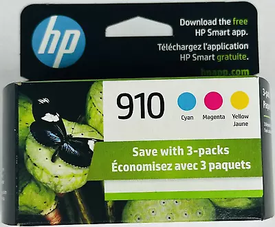 New Genuine HP 910 Cyan Magenta Yellow 3PK Ink Cartridges OfficeJet 8035 8028 • $22.99