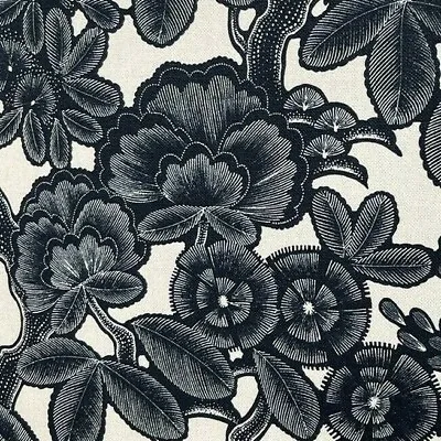 Tree Of Life Cotton Fabric By Meter Botanical Plant Kew Garden Black Beige Flora • £3