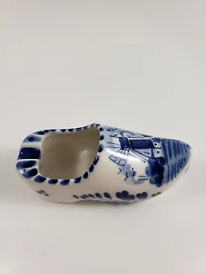 Small Ceramic Delft Holland Shoe Ashtray Hand Painted Dutch Clog With Windmill • $8.99