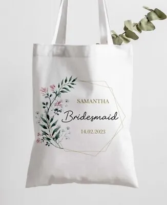 £7.49 • Buy Personalised Wedding Gift Bags, Bridesmaid Tote, Bridal Party Flower Girl Gift
