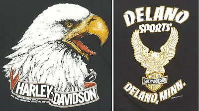 Vintage 1980s Biker T Shirt HARLEY DAVIDSON Screaming Eagle Head Like 3d Emblem • $139.99