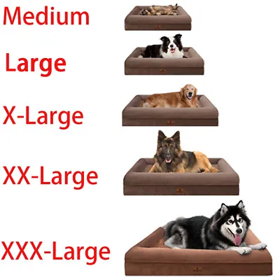 M L XL XXL XXXL Brown Orthopedic Foam Dog Bed Memory Foam 4Side Bolster Pet Sofa • $35.99