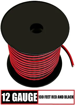 $24.95 • Buy 12 Gauge Speaker Cable Subwoofer Zip Power Wire Cord CCA - 100 Feet Red & Black