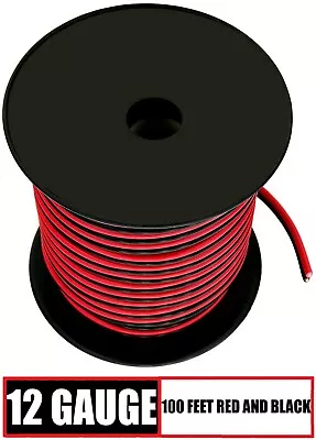 12 Gauge Speaker Cable Subwoofer Zip Power Wire Cord CCA - 100 Feet Red & Black • $24.95