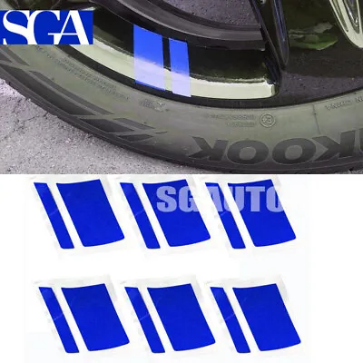 6pcs  Car Wheel Rim Decal Hash Mark Sticker Reflective Blue • $4.99