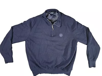 Fairway And Greene Sweater Mens L Blue Natural Baruffa Merino Golf Embroidered  • $27.95