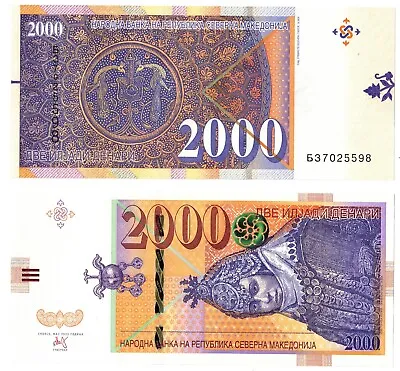 2022 North Macedonia 2000 P33 Denari  Banknote UNC • $59.61