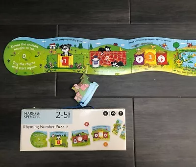 MARKS & SPENCER Age 2-5 Rhyming Number Puzzle 35 Pieces In Original  Box VGC • £3