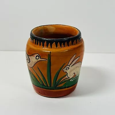 Vintage Small Clay Vase Mexico Bird Rabbit CUTE • $11.95