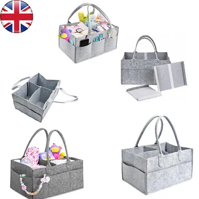 £2.79 • Buy Felt Baby Diaper Organizer Caddy Changing Nappy Kids Storage Carrier Bag Grey UK