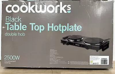 Cookworks Hob Hot Plate Electric Kitchen 2500W Table Top Double Cooker Stove • £15.99