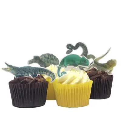 15 Reptile Animals Stand Up Wafer Paper Edible Cake Toppers • £2.49