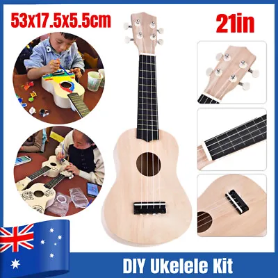 $14.03 • Buy 21  Ukelele Ukulele Basswood Guitar DIY Kit Hawaii Guitar Handwork Kids Gift AU