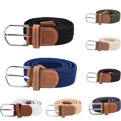 Belt For Mens Elastic Waistbands Canvas Buckle Braided Mens Woven Stretch .hap • $4.77