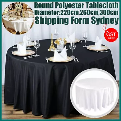 $4.28 • Buy 1-20 PCS Round Polyester Tablecloth Wedding Event Party Banquet Tableware Covers