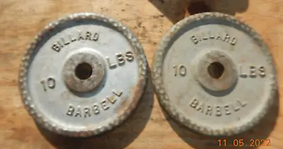 2 Vintage Billard  B  Back 10 Lbs Pound Weight Plates For 1-1/8  Barbell Bars • $55