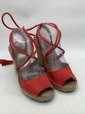 Merona Womens Wedge Shoes Tie Up Ankle Espadrille SZ 7.5 Pink • $9.17