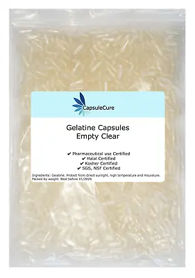 Empty Gelatine Capsules Pill Clear Hard Caps Sizes 0 00 Herb Medicine Vitamins   • $22.95