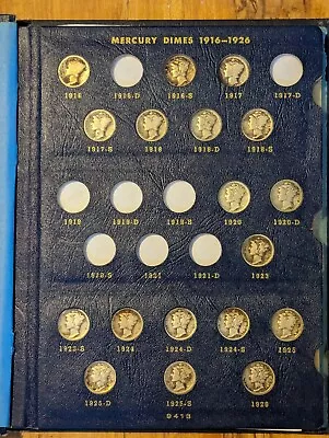 MERCURY DIMES 1916-1945 - Partial Set Includes 61 Coins In WHITMAN ALBUM • $145