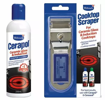  Hillmark Ceramic Glass & Induction Cooktop Scraper+Cleaner(Cerapol) 2 In 1 Pack • $26.89