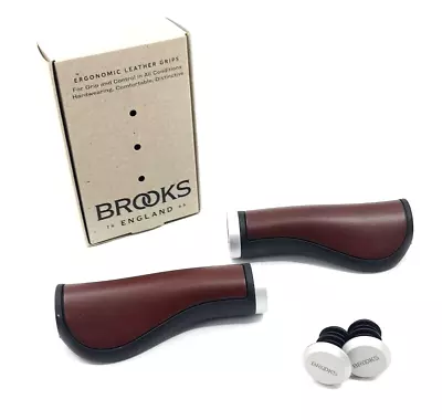 Brooks Ergonomic Grips Leather Locking 130mm Brown/Black • $62.89