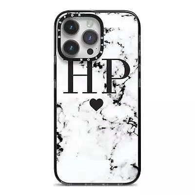 Heart Decal Marble Initials Personalised Apple IPhone Case For IPhone 15 14 13 1 • £10.48