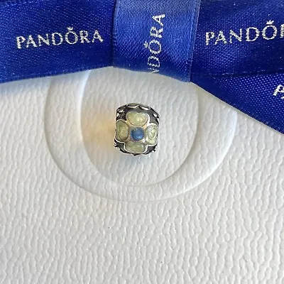 $22 • Buy Authentic Pandora Silver Green & Blue Enamel Daisy Flower Charm #790433EB