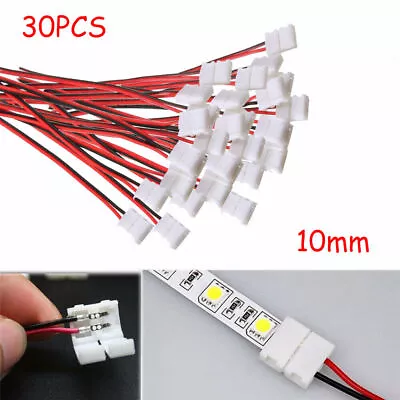 30x Led Strip Light Connector Smd 5050 5630 Single 2 Wire 10mm Pcb Board Adapter • $12.17