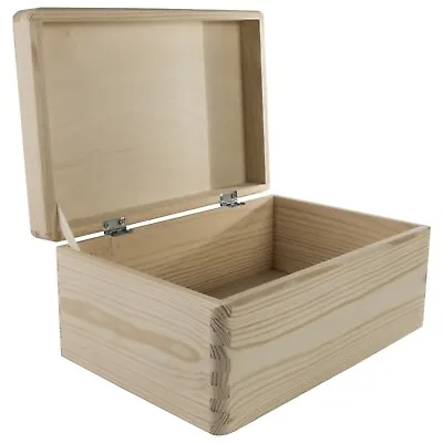 £16.95 • Buy Medium Wooden Storage Box With Lid / Pinewood Memory Keepsake Trunk / Decoupage