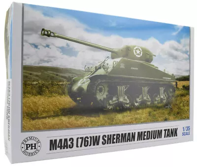 Premium Hobbies M4A3 (76)W Sherman Medium Tank 1:35 Plastic Model Tank Kit 210V • $39.99