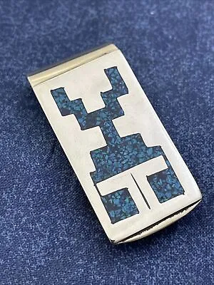 Vintage Mexico Turquoise Inlay Money Clip Z717 • $45