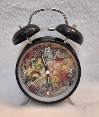 Marvel Comics 'THE AVENGERS' Battery Alarm Clock (Black) 10cm (4 ) Face ~ VGC • £4.99