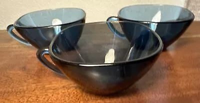 Vintage Vereco France Blue Glass Expresso Tea Coffee Cups Set Of 3 • $12.99