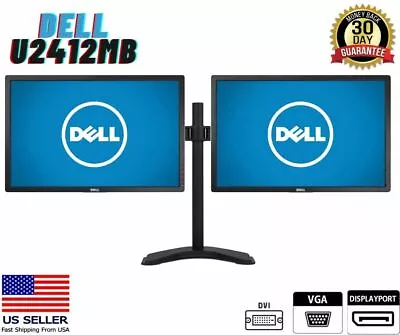 Lot Of 2 X Dell UltraSharp U2412Mb 24inch LED Monitor 1200p W/DualStand Cables • $139.99