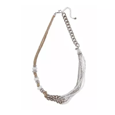 Martine Wester Rope And Crystal Twisted Necklace With Silver Plated Beads • £12