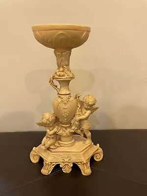 Cherubs Statue Marble Resin Santini Italy 15 Inches Candle Holder Vintage  • $50