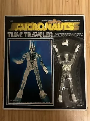 Vintage Micronauts Time Traveler Figure Silver Clear Carded MOC Mego Airfix 1976 • £179.95