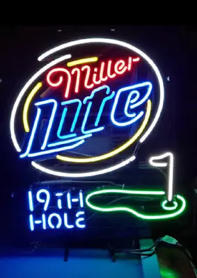 Neon Light Sign Lamp For Miller Lite Beer 20 X16  19th Hole Golf Night Bar Decor • $129.98