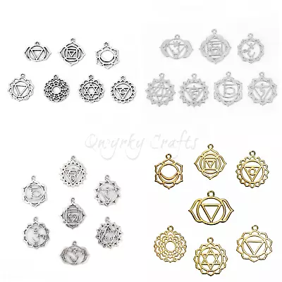 £2.50 • Buy CHAKRA Charms Mixed Sets Yoga Healing Tibetan Silver Or Gold 7pcs Per Set D12