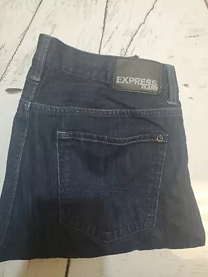 Mens Express Kingston Straight Fit Blue Denim Jeans Size 34x33/34 Dark Blue • $18.50