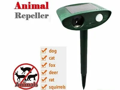 Solar Animal Rodent Ultrasonic Repeller Cat Dog Pest Deterrent PIR Motion Sensor • £11.49