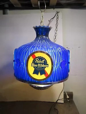 VTG 1970's Pabst Blue Ribbon Beer Hanging Lighted Card/Pool/Table Pub/Bar Sign • $399.99