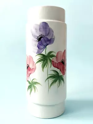 Vtg Mid Century British E. Radford Hand Painted Poppies Ceramic Drum Vase 1950s • £19.99