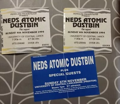 Neds Atomic Dustbin Ticket Stubs And Flyer • £25