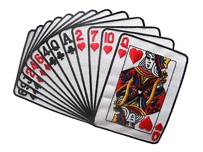 #3487 6 1/2  Straight Hand Playing Card Retro Poker Embroidery Applique Patch • $6.99