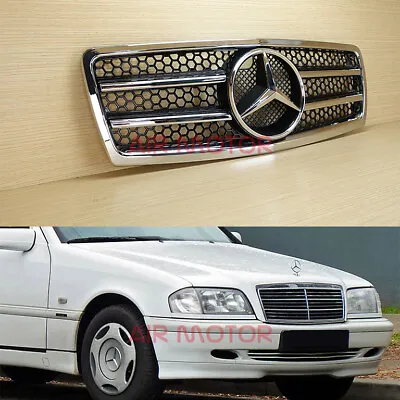 For BENZ C-Class W202 Gloss Black Front Kidney Hood Grille 94-00 4DR Sedan Wagon • $199.05