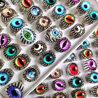 Bulk Lots 50pcs Wholesale Mix Eye Ring Men Women Punk Evil Eye Rings Man Gift • $29.99